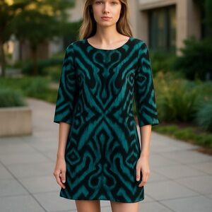 Studio A Green and Black‎ Patterned Print Dressy Dress